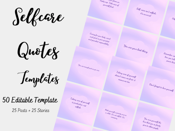 50 Selfcare Quotes Canva Templates: Elevate Your Social Feed