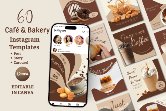 Bakery&Coffee Instagram Canva Templates: Crafting a Cohesive Café Aesthetic