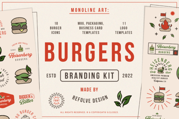 Burgers Branding Kit Templates: A Vintage Stamp for Your Brand