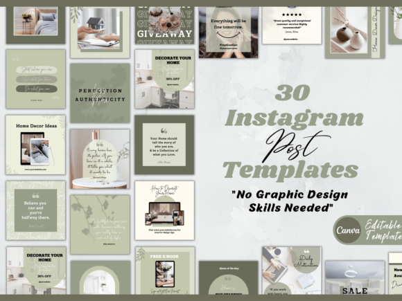 Effortless Instagram Content with Canva-Green Templates