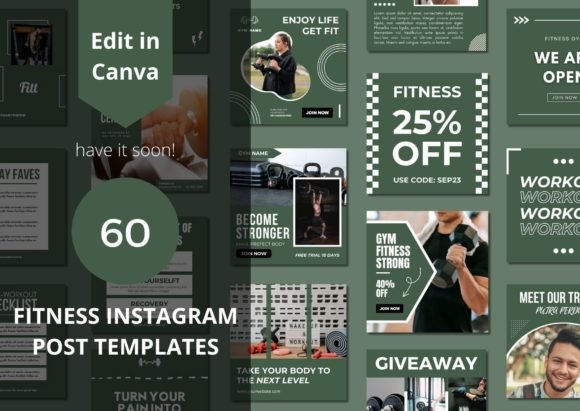 Modern Fitness Templates: 60 Canva Designs for Growth