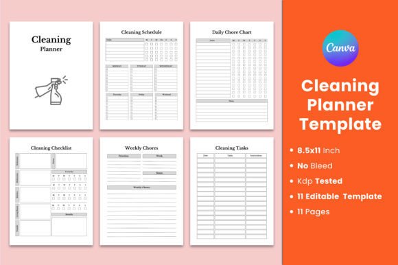 Streamline Your Home: The Ultimate Cleaning Planner Canva Templates